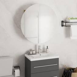 vidaXL Badeværelsesskab Med Rundt Spejl Og LED-Lys 47 x 47 x 17.5 cm