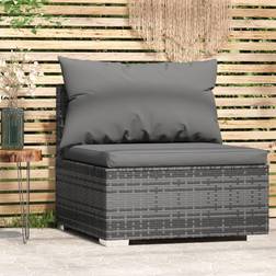 vidaXL Central de Jardin with Cushions PE Rattan Gray Canapé Modulaire