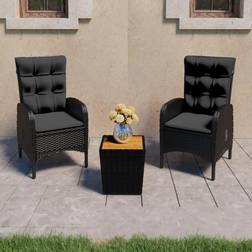 vidaXL per Giardino 3 pz in Polyrattan e Acacia Nero Set da Bistrot