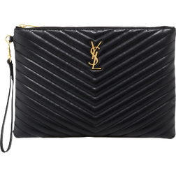 Saint Laurent Monogram YSL Quilted Wristlet Pouch Bag