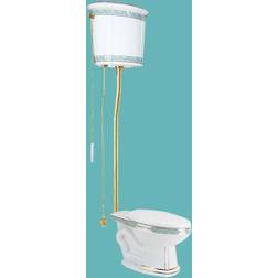 High Tank Pull Chain Toilet Porcelain White China Finish with Brass L Pipe and Elongated Bowl High Tank Toilet Renovator s Supply