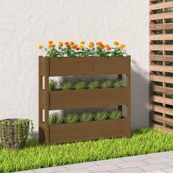 vidaXL Jardinera De Madera Maciza De Pino 112x25x104,5 cm - Marrón