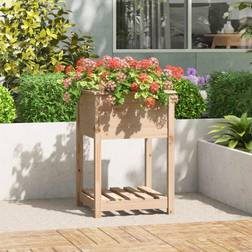 vidaXL Jardinera Con Estante De Madera Maciza De Pino 54x54x81 cm - Marrón