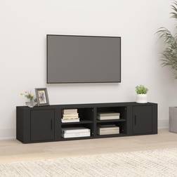 vidaXL Muebles Para 2 Uds Madera Contrachapada Negro 80x31.5x36 cm Mueble de TV