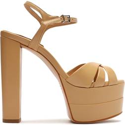 Schutz Keefa Leather Ankle-Strap Platform Sandals light nude