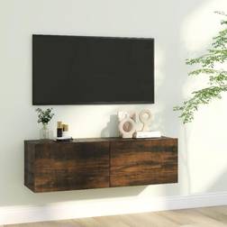 vidaXL Armoire Murale TV Chêne Fumé 100x30x30 cm Meuble Mural