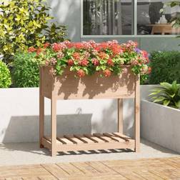 vidaXL Jardinera Con Estante De Madera Maciza De Pino 82.5x54x81 cm - Marrón