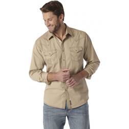 Wrangler Retro Two Pocket Long Sleeve Snap Shirt - Tan