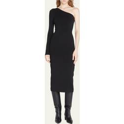 One Shoulder Midi Dress - Schwarz