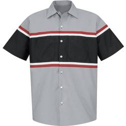 Red Kap Mens Technician Shirt - Grey Black/Redwhite