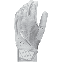 NIKE Men Alpha Varsity Baseball Batting Gloves - White/Merallic Silver