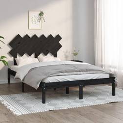 vidaXL Estructura Cama Doble Pequeía Madera Maciza Negro 120x190 cm