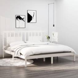 vidaXL Bed Frame White Solid Wood 180 x 200 cm Super King Size