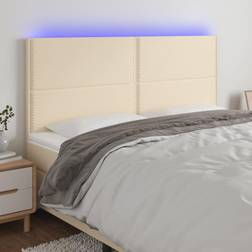 vidaXL À LED Meuble De Chambre À Coucher 180x5x118/128 cm Double Tête De Cadre de Lit Intérieur Crème Tête de lit