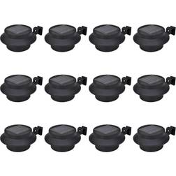 vidaXL Solcellslampor För Staket 12 St LED Svart Markbelysning