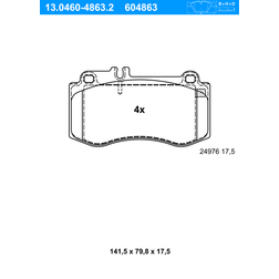 ATE Bremsbelagsatz, Scheibenbremse Vorderachse 13.0460-4863.2