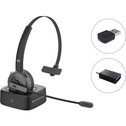 Conceptronic POLONA03BDA Cuffia a Padiglione Ufficio Bluetooth Base di Ricarica Nero