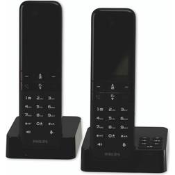 Philips D4752B DECT trådlös telefon – 4,6 cm skärm – 2 handenheter – Plug and Play