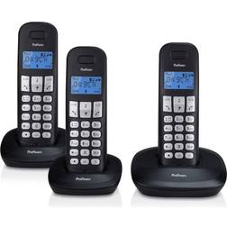 Profoon DECT-Telefon mit 3 Mobilteilen, schwarz