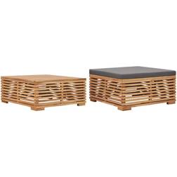 vidaXL Set Tavolino Poggiapiedi Giardino Cuscino Grigio Scuro in Teak