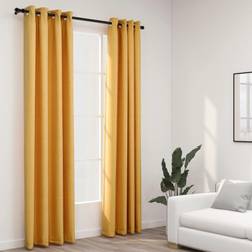 vidaXL Linen-Look Blackout Curtains with Grommets 2pcs