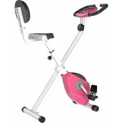 Homcom HOMdotCOM Hometrainer fietstrainer met 8 weerstandniveaus roze wit 43 x 97 x 109 cm