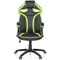 hjh OFFICE 722210 Spelstol GUARDIAN Trendig gamingstol i racerlook, Steglös vippmekanik för avspänd bakåtlutning, Extra bekväm stoppning, Softpad stoppade armstöd