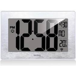 Technoline WS 8018 LED radiostyrd väggklocka i borstad silverlook, storlek: 212 x 140 x 32 mm