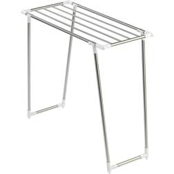 Wenko Seche-linge Profi Single Peu encombrant et repliable, 5,5 mètres d'étendage, Filets de lavage inclus, Acier inox, 87 x 79 x 39 cm, Argent et