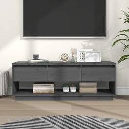 vidaXL 110,5 x 34 x 40 cm Massivt Fyrretræ Grå TV-bord