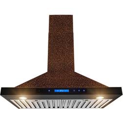 AKDY Mount Range Hood Embossed Copper 4 Speed Touch Control Fan Kitchen, Gray, Brown