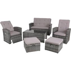 tectake Salottino In Rattan Bari - Grigio Set da Lounge da Esterno