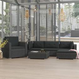 vidaXL Divani Giardino 6 pz Con Cuscini in Polyrattan Nero Set da Lounge da Esterno