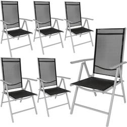 tectake Lot De 6 Chaises De Jardin Pliantes En Aluminium - Argent