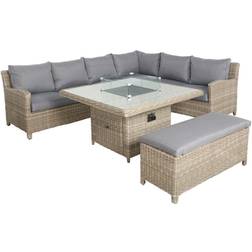 Royalcraft Wentworth Fire Pit Deluxe Corner Outdoor Lounge Set