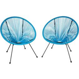 tectake Lot de 2 Chaises de Jardin Santana - Bleu