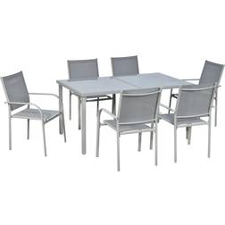 OutSunny 84G-039V00GY Juego de comedor de patio, 1 Mesa incl. 6 Sillas