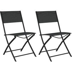 vidaXL Folding Outdoor Chairs 2 pcs Black Steel and Textilene