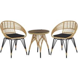 Beliani Rattan Café-Set, 1 Tisch einschl. 2 Stühle