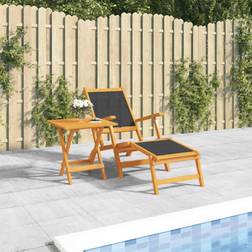 vidaXL Chaise Longue d'Extérieur Table Bain de Soleil Patio Terrasse Acacia