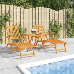 vidaXL Chaises Longues d'Extérieur Repose-pieds et Table Bains de Soleil Patio Terrasse Acacia Solide