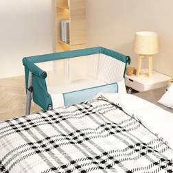 vidaXL Lit Pour Bébé Avec Matelas Vert Tissu de Lin