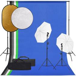 vidaXL Kit de Studio Photo avec Eclairage Toile de Fond et Réflecteur Lumière de Photographie Système de Fond Kit de Support de Fond