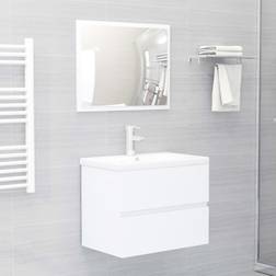 vidaXL Ensemble De Meubles Salle De Bain 2 pcs Blanc Aggloméré