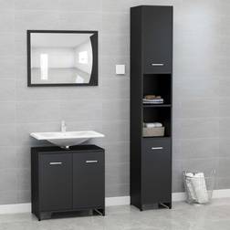 vidaXL Juego Muebles De Baño 3 Pzas Madera De Ingeniería Negro