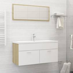 vidaXL Mobili Da Bagno Bianco E Rovere Sonoma Set