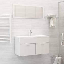 vidaXL Set Mobili da Bagno 2 pz Bianco Lucido in Legno Multistrato