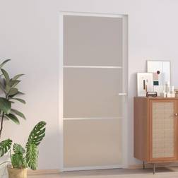 vidaXL Intérieure 93x201.5 cm Blanc Verre Mat et Aluminium Porte Coulissante (x)