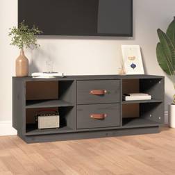 vidaXL De Madera Maciza De Pino Gris 100x34x40 cm Mueble de TV