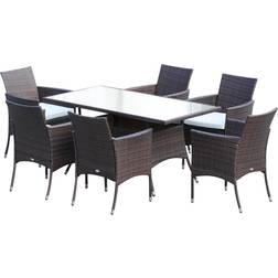 OutSunny 6-Seater Ensemble repas de patio, 1 Table incluse 6 Chaises